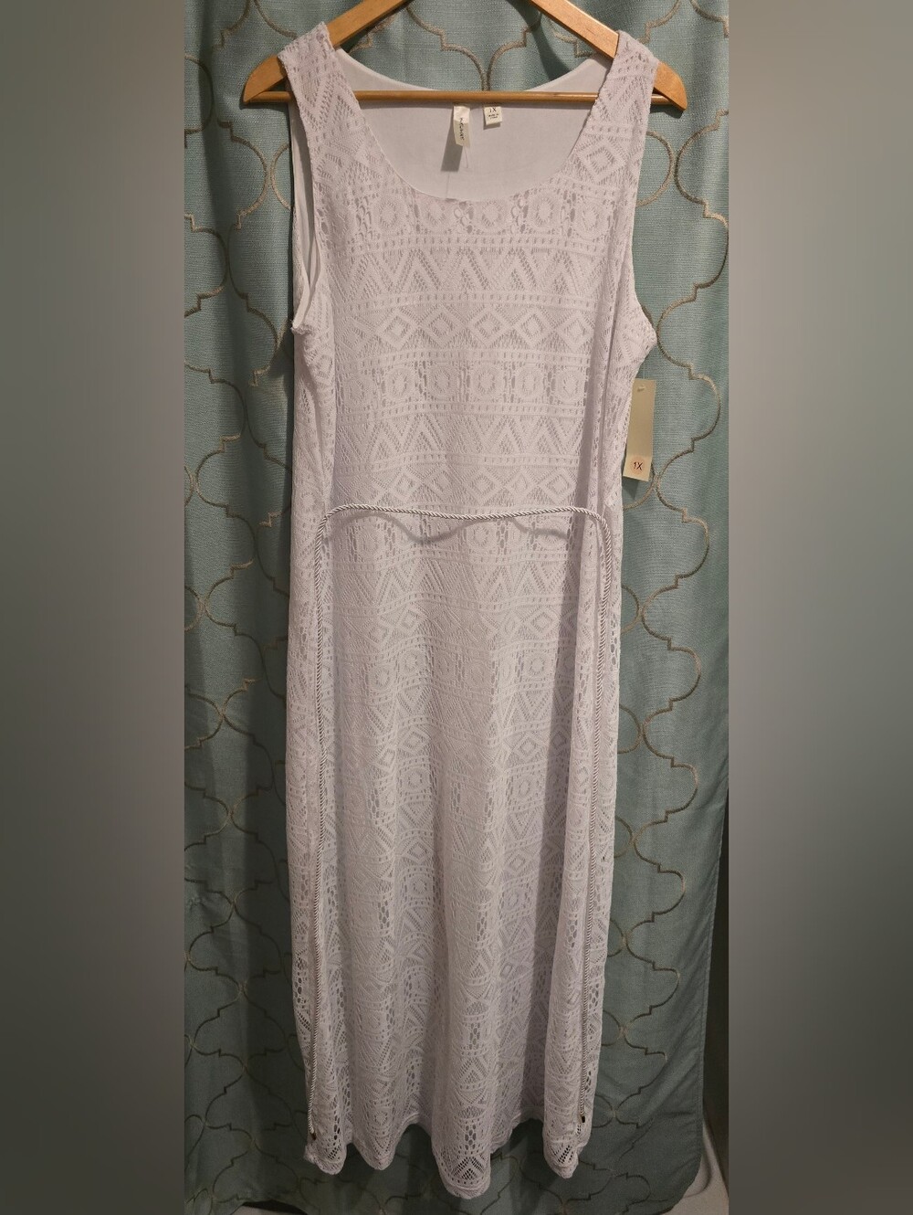 Long White Dress Tacera Women's 1X NWT Lace Emboirdered Style Lined Tank Top